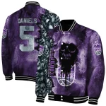custom sacramento kings skull cluster purple varsity jacket best selling