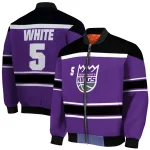 custom sacramento kings stripe statement purple black bomber jacket best selling