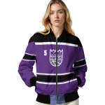 custom sacramento kings stripe statement purple black bomber jacket best selling