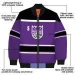 custom sacramento kings stripe statement purple black bomber jacket best selling