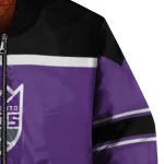 custom sacramento kings stripe statement purple black bomber jacket best selling