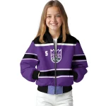 custom sacramento kings stripe statement purple black bomber jacket best selling