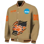custom sam houston bearkats claw effect beige varsity jacket best selling