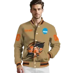 custom sam houston bearkats claw effect beige varsity jacket best selling