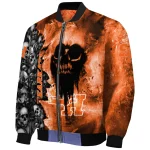 custom sam houston bearkats skull cluster orange bomber jacket best selling