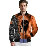 custom sam houston bearkats skull cluster orange bomber jacket best selling