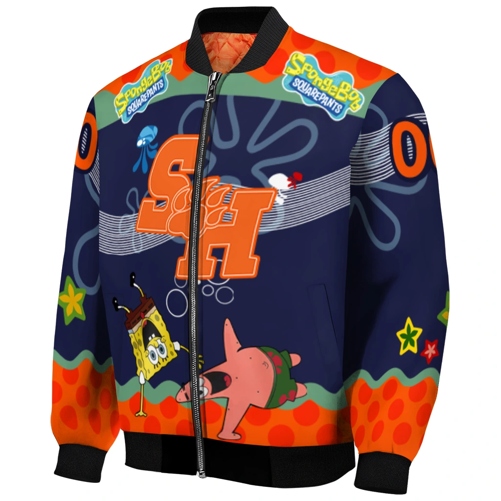 custom sam houston bearkats spongebob playtime orange blue bomber jacket fashion forward custom sam houston bearkats spongebob playtime orange blue bomber jacket fashion forward