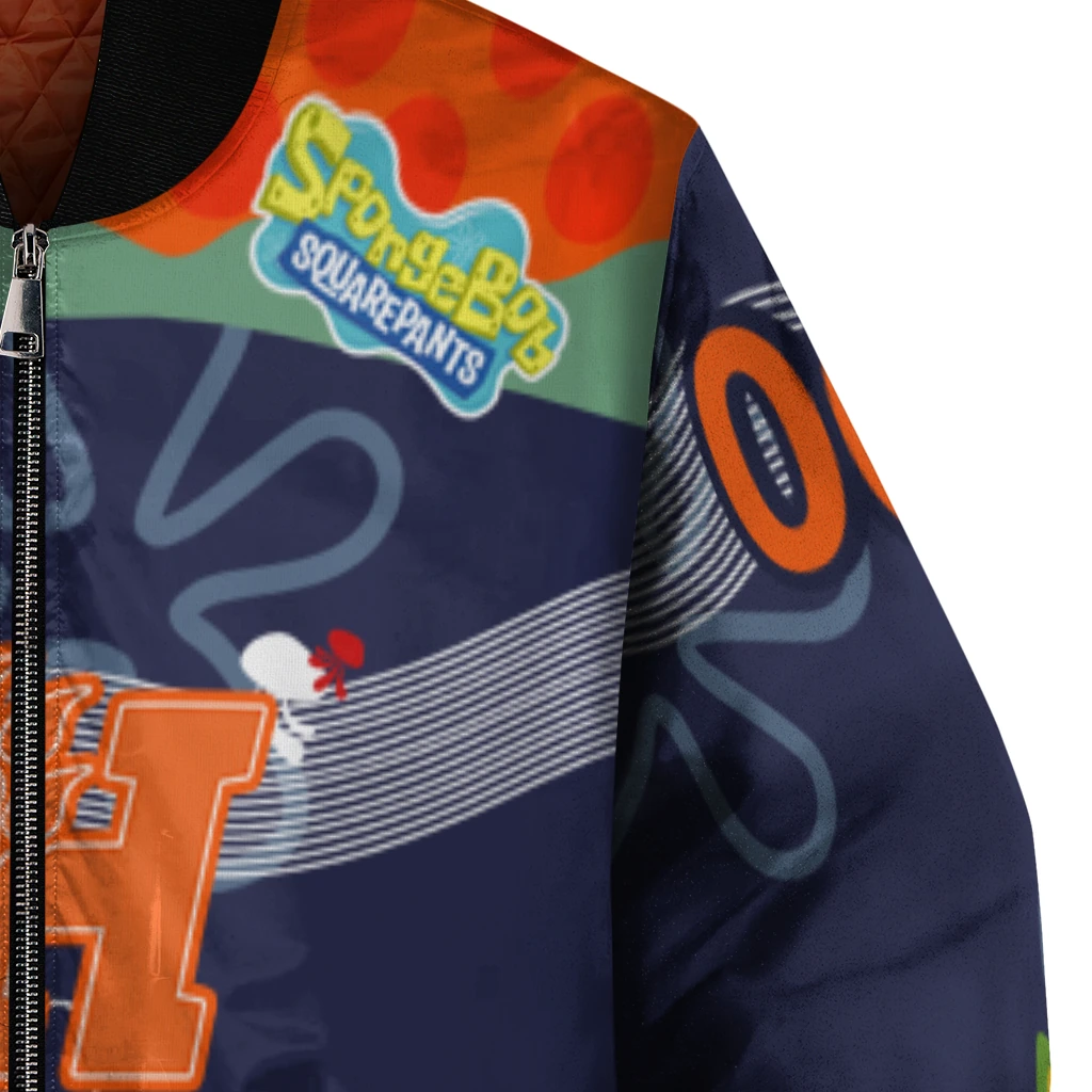 custom sam houston bearkats spongebob playtime orange blue bomber jacket premium grade custom sam houston bearkats spongebob playtime orange blue bomber jacket premium grade