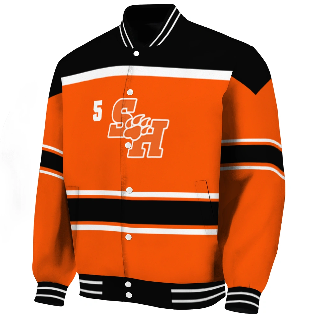custom sam houston bearkats stripe statement orange black varsity jacket best selling custom sam houston bearkats stripe statement orange black varsity jacket best selling
