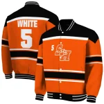 custom sam houston bearkats stripe statement orange black varsity jacket best selling