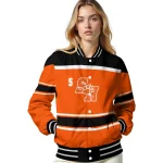 custom sam houston bearkats stripe statement orange black varsity jacket best selling