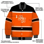 custom sam houston bearkats stripe statement orange black varsity jacket best selling