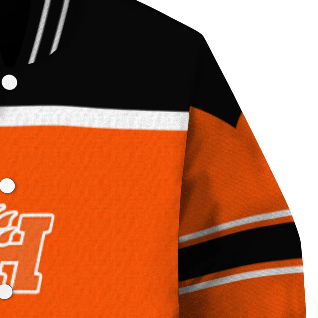 custom sam houston bearkats stripe statement orange black varsity jacket premium grade custom sam houston bearkats stripe statement orange black varsity jacket premium grade