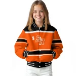 custom sam houston bearkats stripe statement orange black varsity jacket best selling