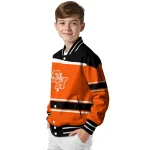 custom sam houston bearkats stripe statement orange black varsity jacket best selling