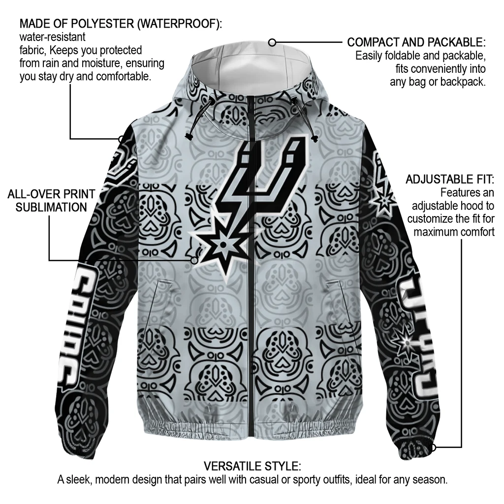 custom san antonio spurs cat eyes silver windbreaker jacket new arrival custom san antonio spurs cat eyes silver windbreaker jacket new arrival