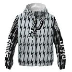 custom san antonio spurs lightning strike grid silver windbreaker jacket best selling