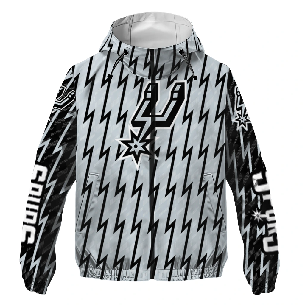custom san antonio spurs lightning strike grid silver windbreaker jacket best selling custom san antonio spurs lightning strike grid silver windbreaker jacket best selling