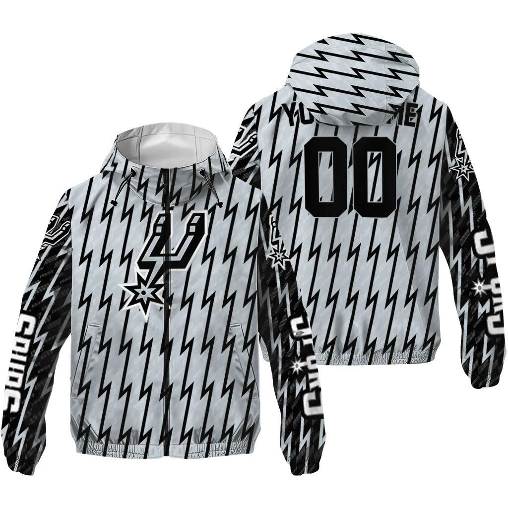 custom san antonio spurs lightning strike grid silver windbreaker jacket high quality custom san antonio spurs lightning strike grid silver windbreaker jacket high quality