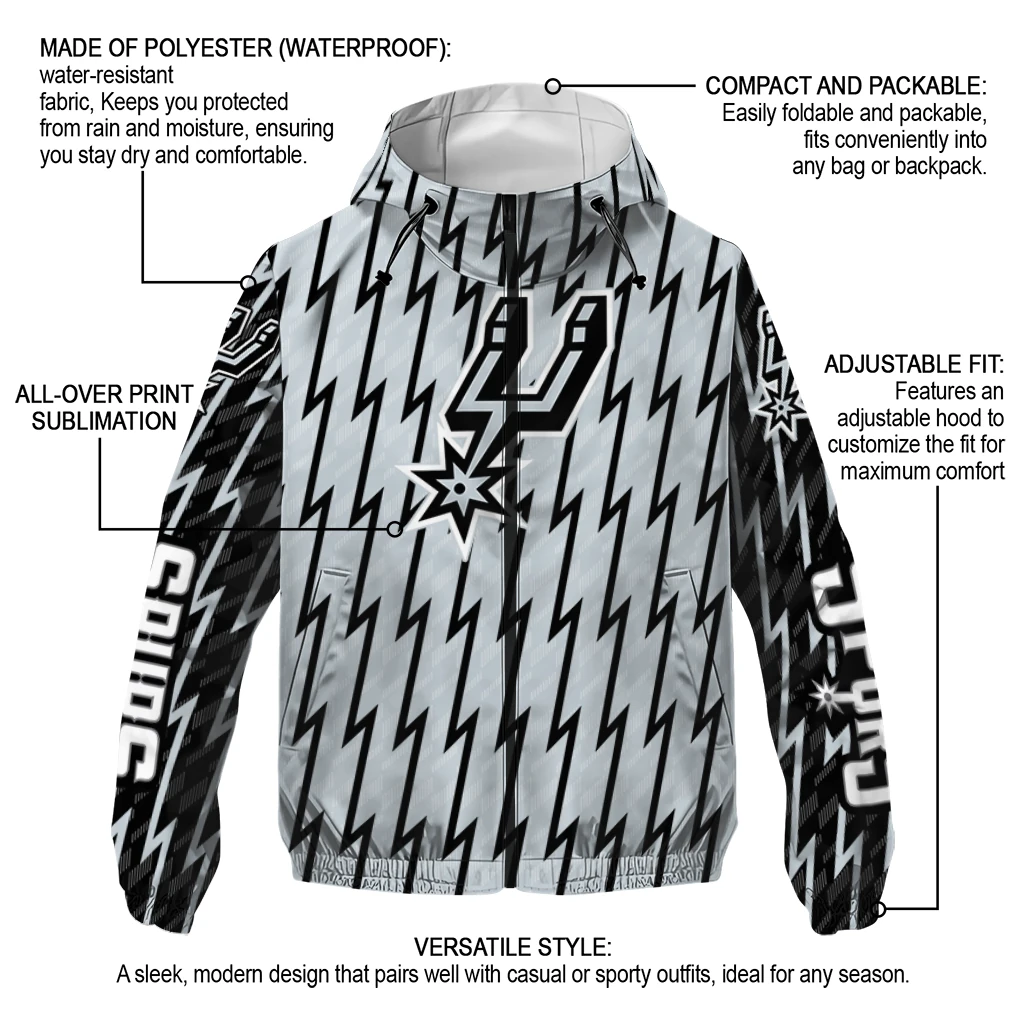 custom san antonio spurs lightning strike grid silver windbreaker jacket new arrival custom san antonio spurs lightning strike grid silver windbreaker jacket new arrival