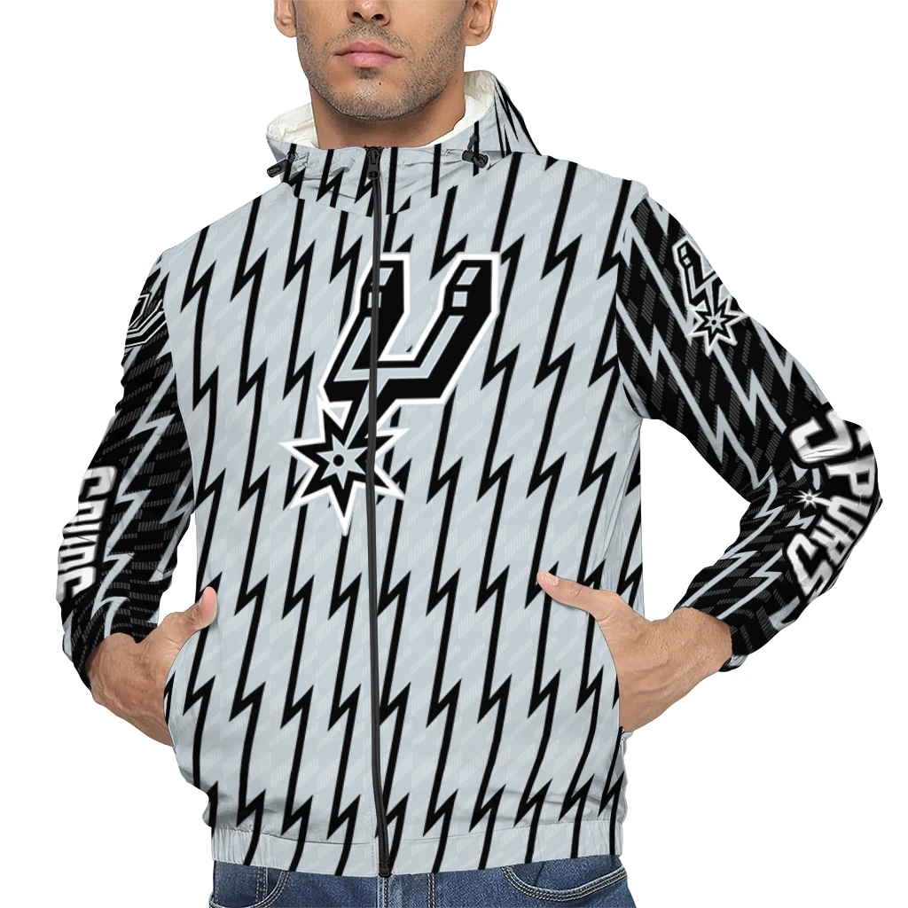 custom san antonio spurs lightning strike grid silver windbreaker jacket top rated custom san antonio spurs lightning strike grid silver windbreaker jacket top rated