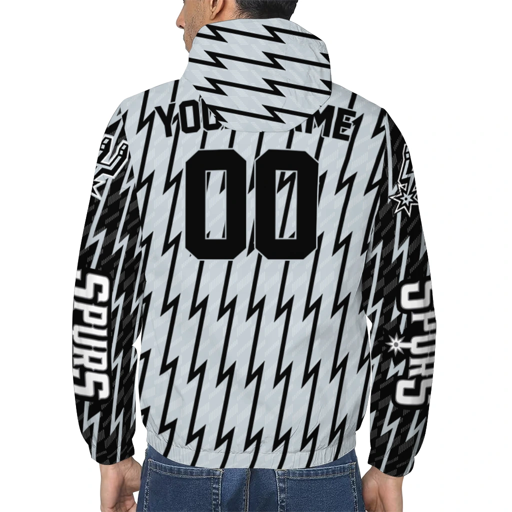 custom san antonio spurs lightning strike grid silver windbreaker jacket trendy custom san antonio spurs lightning strike grid silver windbreaker jacket trendy