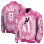 custom san antonio spurs pink tie dye pink varsity jacket best selling