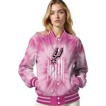 custom san antonio spurs pink tie dye pink varsity jacket best selling