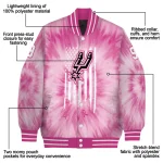 custom san antonio spurs pink tie dye pink varsity jacket best selling
