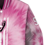 custom san antonio spurs pink tie dye pink varsity jacket best selling