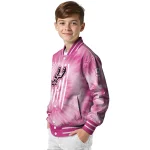 custom san antonio spurs pink tie dye pink varsity jacket best selling
