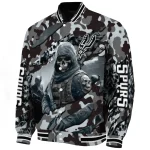 custom san antonio spurs skull horde silver varsity jacket best selling