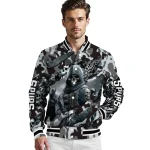custom san antonio spurs skull horde silver varsity jacket best selling