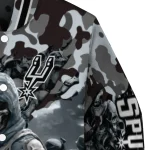 custom san antonio spurs skull horde silver varsity jacket best selling