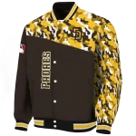 custom san diego padres camouflage print brown varsity jacket best selling