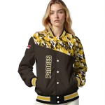 custom san diego padres camouflage print brown varsity jacket best selling