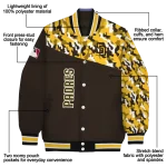 custom san diego padres camouflage print brown varsity jacket best selling