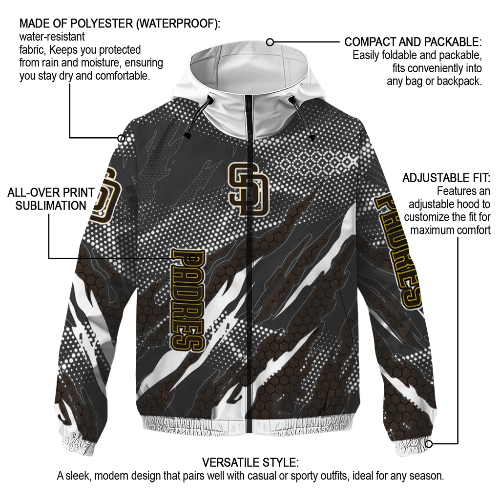 custom san diego padres claw mesh brown gray windbreaker jacket new arrival custom san diego padres claw mesh brown gray windbreaker jacket new arrival