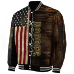 custom san diego padres flag wood brown varsity jacket best selling