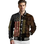 custom san diego padres flag wood brown varsity jacket best selling