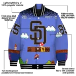 custom san diego padres mario blocks blue black varsity jacket best selling