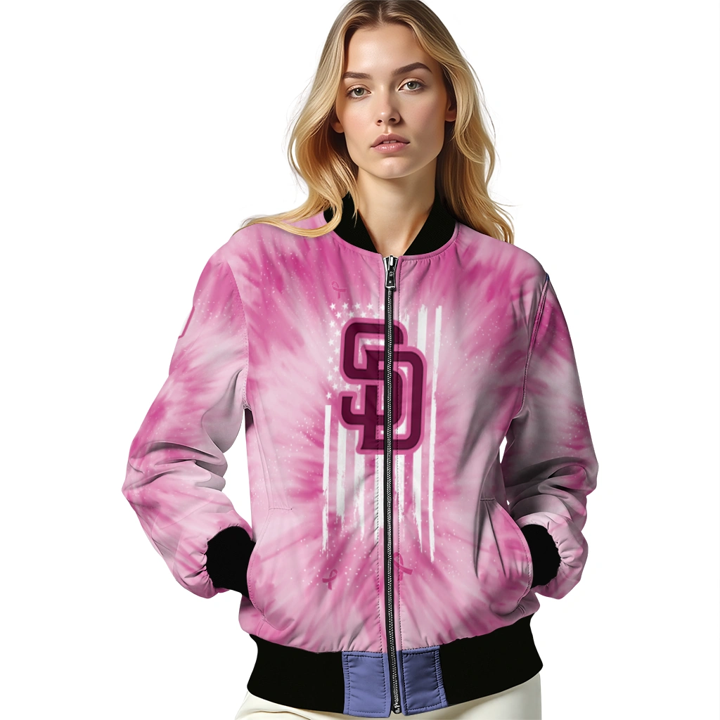 custom san diego padres pink tie dye pink bomber jacket latest model custom san diego padres pink tie dye pink bomber jacket latest model