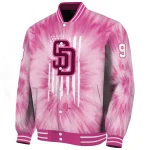 custom san diego padres pink tie dye pink varsity jacket best selling