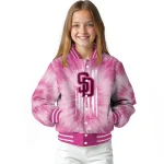 custom san diego padres pink tie dye pink varsity jacket best selling