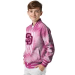 custom san diego padres pink tie dye pink varsity jacket best selling