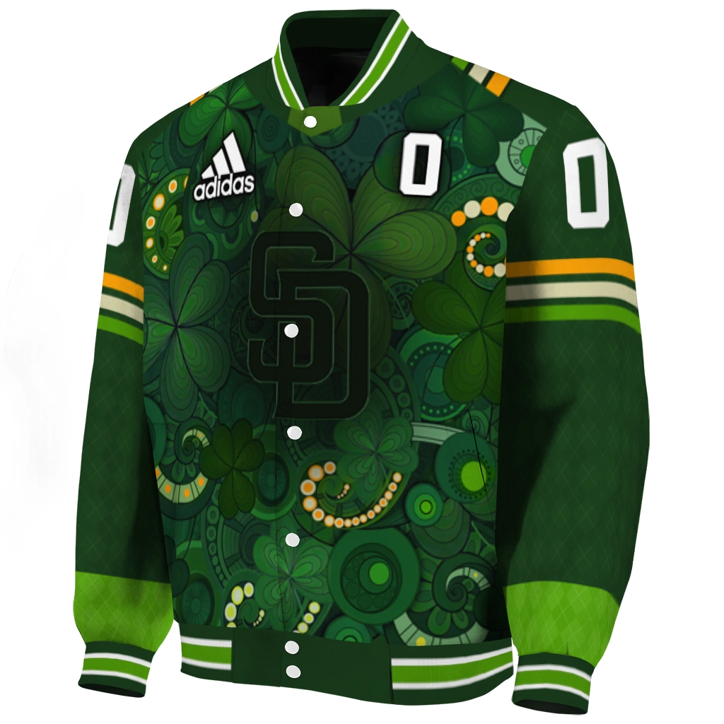 custom san diego padres shamrock vortex green varsity jacket best selling custom san diego padres shamrock vortex green varsity jacket best selling