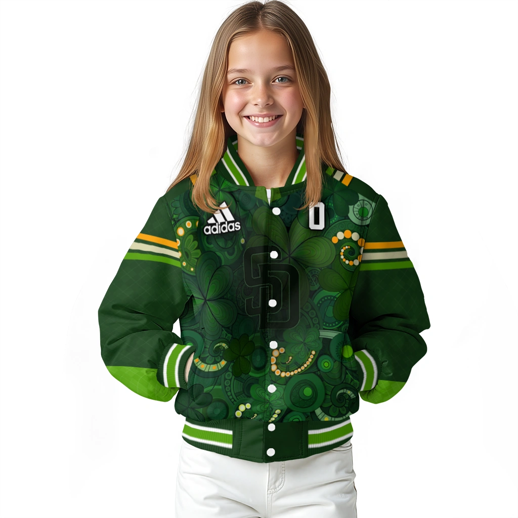 custom san diego padres shamrock vortex green varsity jacket top rated custom san diego padres shamrock vortex green varsity jacket top rated