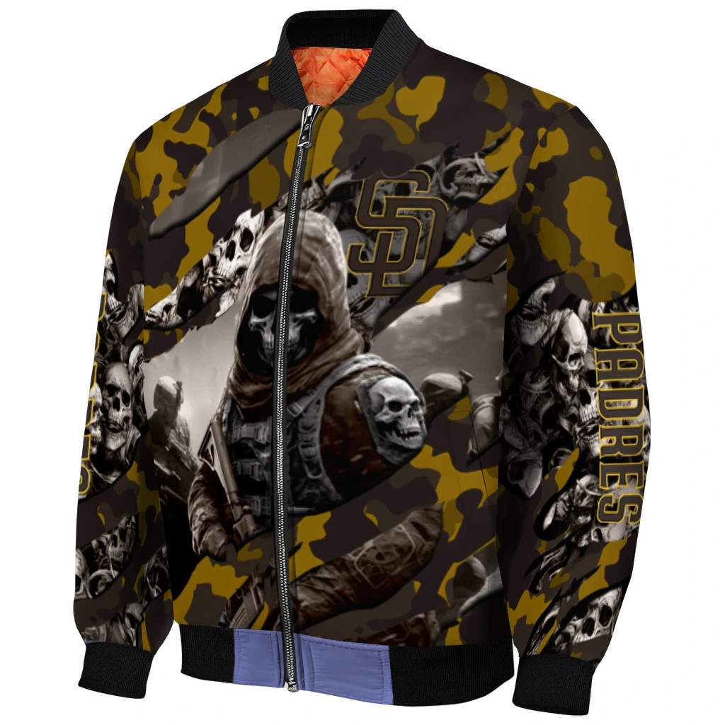 custom san diego padres skull horde brown bomber jacket fashion forward custom san diego padres skull horde brown bomber jacket fashion forward