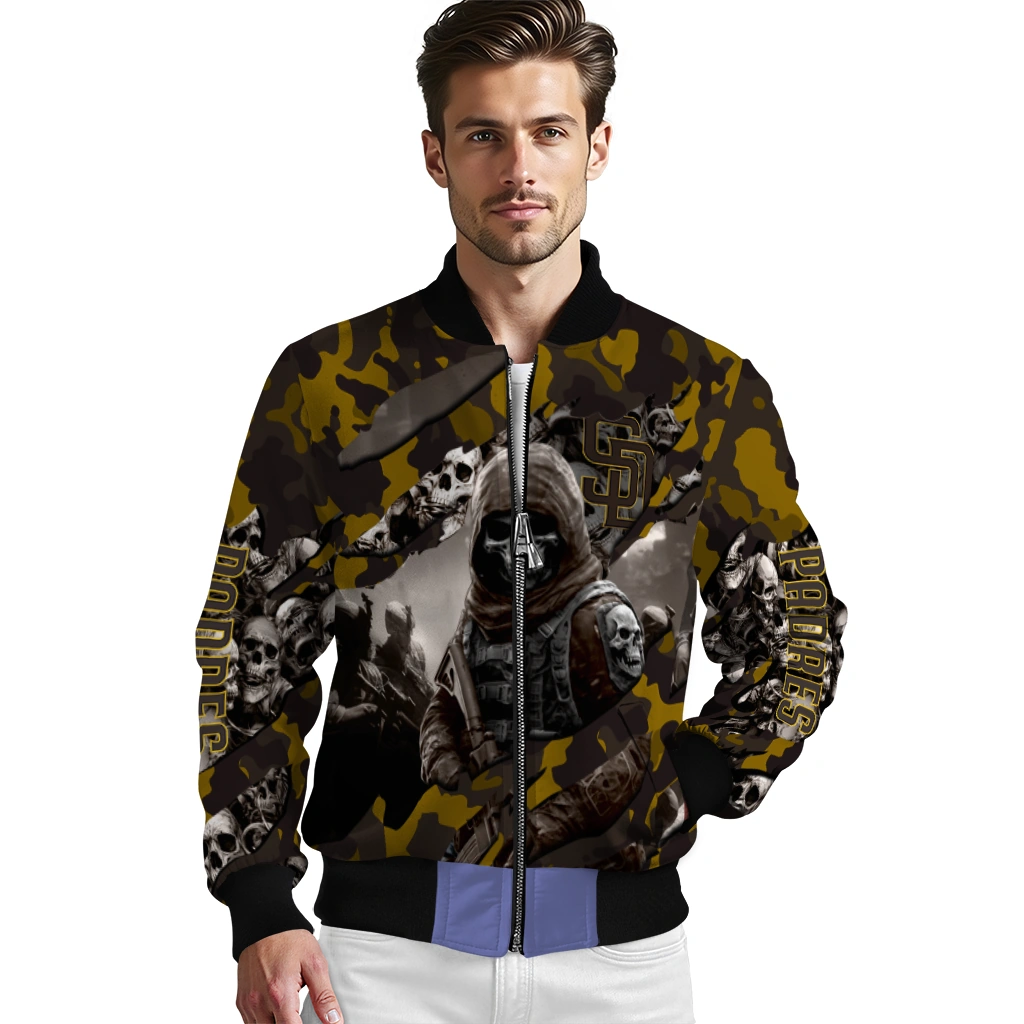 custom san diego padres skull horde brown bomber jacket high quality custom san diego padres skull horde brown bomber jacket high quality