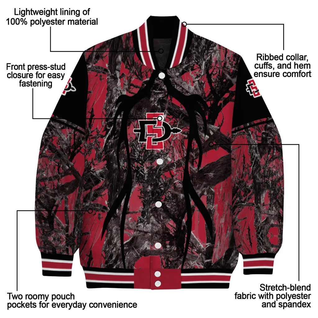 custom san diego state aztecs antlers motif red black varsity jacket new arrival custom san diego state aztecs antlers motif red black varsity jacket new arrival